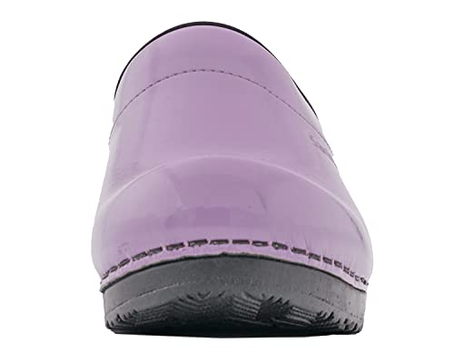 Sanita Sonja Patent | Zuecos Abiertos | Producto Artesanal Original para Mujer | Plantilla de Forma anatómica con Espuma Blanda | Morado | 38 EU