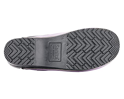 Sanita Sonja Patent | Zuecos Abiertos | Producto Artesanal Original para Mujer | Plantilla de Forma anatómica con Espuma Blanda | Morado | 38 EU