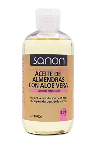 SANON Cosmética Natural, Aceite De Almendras Con Aloe Vera, Almond, 250 Mililitro