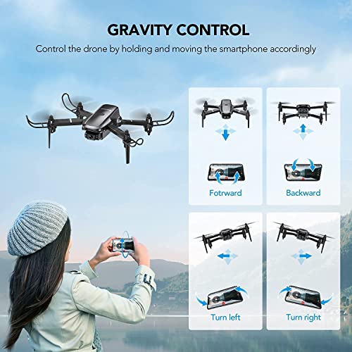 Sansisco D15 Mini Drone con Camara 1080P, Drone Plegable para Adulto, Control de Gravedad, Fotografía de Gesto, Ruta de Vuelo Personalizada, Drone para Principiantes con Modo sin Cabeza