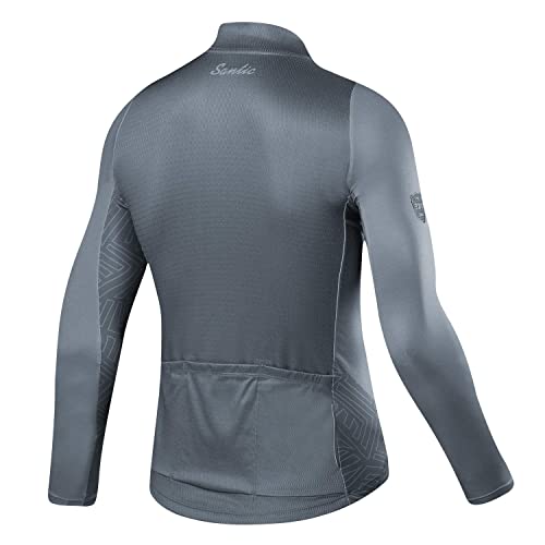 Santic Maillot Bicicleta Hombre Maillot Ciclismo con Mangas Largas con Bolsillos como Camiseta Interior en Invierno Gris EU M