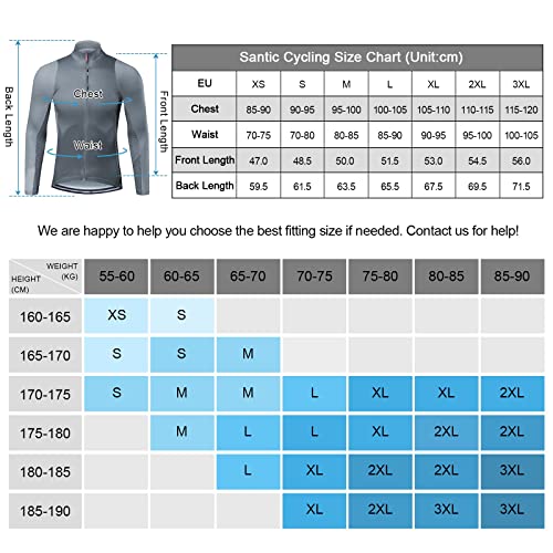 Santic Maillot Bicicleta Hombre Maillot Ciclismo con Mangas Largas con Bolsillos como Camiseta Interior en Invierno Gris EU M