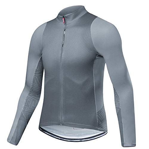 Santic Maillot Bicicleta Hombre Maillot Ciclismo con Mangas Largas con Bolsillos como Camiseta Interior en Invierno Gris EU M