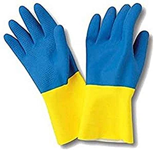 Sanyc Guante de Goma, Látex, Azul/Amarillo, 2 Unidad (Paquete de 1)