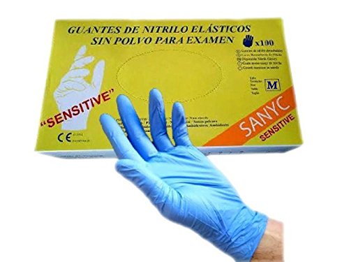 SANYC Guantes Nitrilo Sensitive Sin Polvo 100 Unidades Talla M Azul