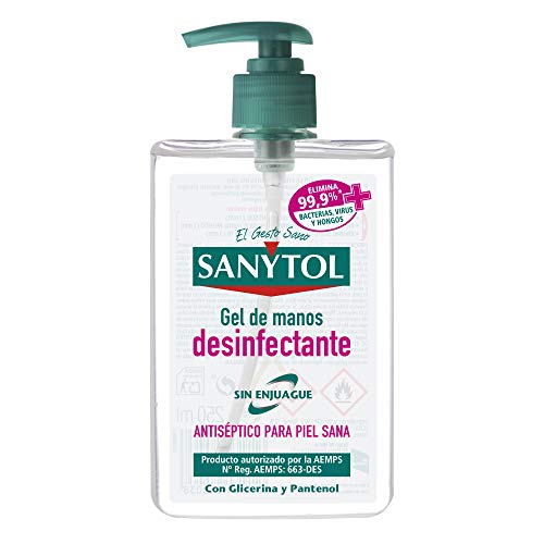 Sanytol - Gel de Manos Desinfectante Hidroalcohólico, Sin Enjuague, Hipoalergénico - Dosificador de 250 ml