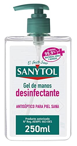 Sanytol - Gel de Manos Desinfectante Hidroalcohólico, Sin Enjuague, Hipoalergénico - Dosificador de 250 ml