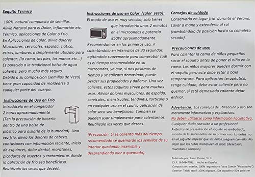 Saquito Térmico. Terapéutico, relleno de semillas, aplicaciones de frio y calor. Ref S-105. Tamaño 25 * 16 cm