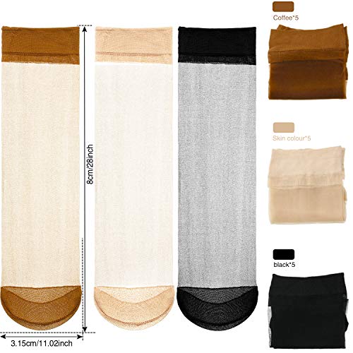 SATINIOR 15 Pares Calcetines de Tobilleros Transparentes Calcetines Sedosos de Cristal para Mujer de Talla Libre