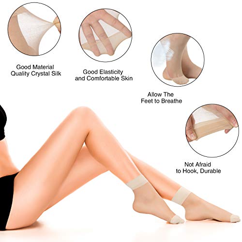 SATINIOR 15 Pares Calcetines de Tobilleros Transparentes Calcetines Sedosos de Cristal para Mujer de Talla Libre