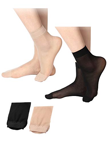 SATINIOR 20 Pares de Calcetines de Tobillo Transparentes Calcetines Altos de Tobillo Una Talla Nudo y Negro