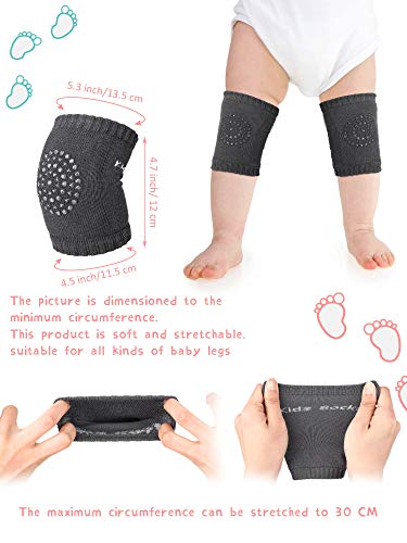 SATINIOR 6 Pares de Rodillera de Gatear Protector de Rodilla de Bebé Antideslizantes Calentador de Pierna de Niños Pequeños (Negro, Verde, Gris, Gris Oscuro, Azul, Azul Oscuro)