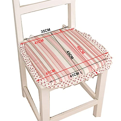 SBTXHJWCGLD Cojines de Silla con Volantes para Silla de Comedor, Paquete de 2 Almohadillas Lavables para sillas de Cocina con Lazos Almohadillas de Asiento de Metal de Madera de Granja antides