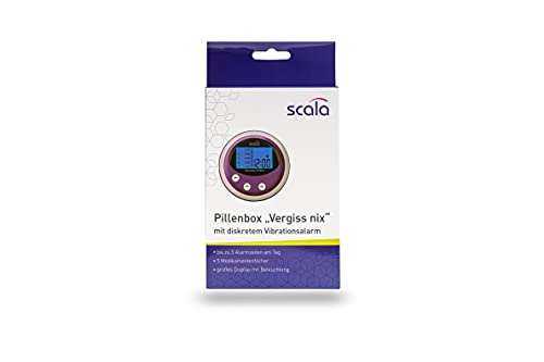 scala Pastillero con 5 compartimentos, 5 alarmas, color morado