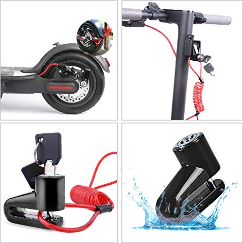 Scooter Eléctrico Cerradura del Freno de Disco Cerradura de Seguridad, Cerradura de Alambre de Acero Antirrobo para Xiaomi Mijia M365 Ruedas de Bicicleta Armario con Cuerda de Recordatorio