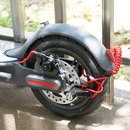 Scooter Eléctrico Cerradura del Freno de Disco Cerradura de Seguridad, Cerradura de Alambre de Acero Antirrobo para Xiaomi Mijia M365 Ruedas de Bicicleta Armario con Cuerda de Recordatorio