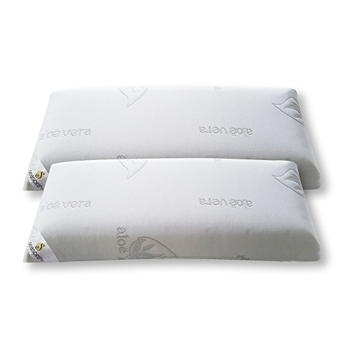 SEASONS Camapolis.Pack 2 Almohadas Viscoelastica 90cms.Aloe Vera con Hilo Plata.Doble Funda