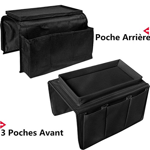 Sede sofá soporte reposabrazos sofá bandeja bolsa almacenamiento almacenaje suspendida reposabrazos con bolsillos organizador Sofa silla Caddy para libros revista gafas mando a distancia TV iPad DVD