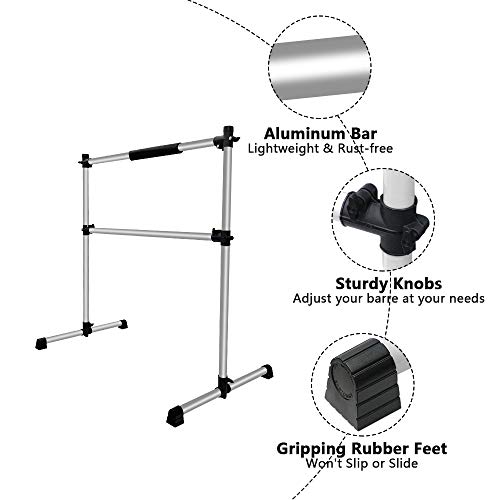 Sehrgo ZEHNHASE Barra de Ballet Móvil Altura Regulable, portátil Barra de Ballet con Soporte Antideslizante, para Ejercicios de Baile en casa (Gris)