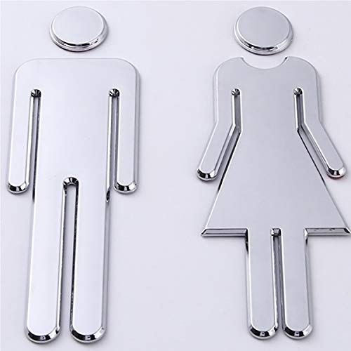 Señales Baño Mujer + Hombre 12x4cm Señales para Puerta WC Cartel de baño Mujer y Hombre Fácil de Pegar Señal de baño