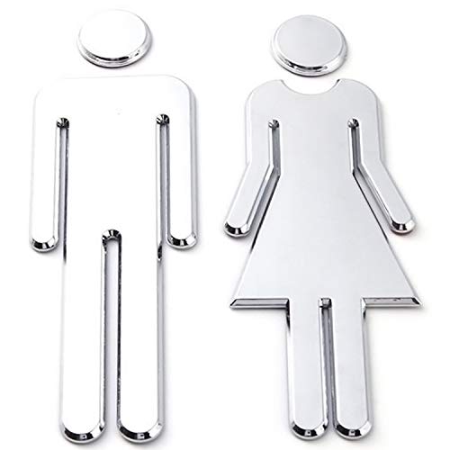 Señales Baño Mujer + Hombre 12x4cm Señales para Puerta WC Cartel de baño Mujer y Hombre Fácil de Pegar Señal de baño