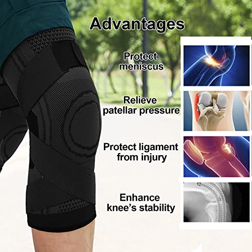 Senston Vendaje de rodilla con banda elástica ajustable bidireccional, Rodillera deportiva de 1 pieza, unisex