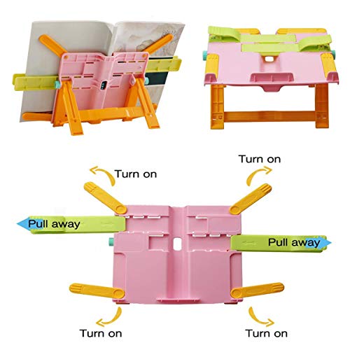 Senteen Soporte De Lectura Niños, 2pcs Atríl De Libros Ajustable Soporte para Libros De Cocina Soporte para Leer Libros Plegable Soporte De Lectura, para Libros para La Escuela La Cocina y La Oficina