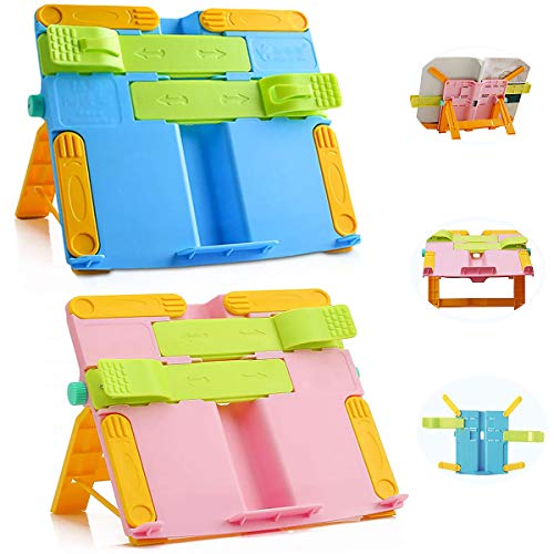 Senteen Soporte De Lectura Niños, 2pcs Atríl De Libros Ajustable Soporte para Libros De Cocina Soporte para Leer Libros Plegable Soporte De Lectura, para Libros para La Escuela La Cocina y La Oficina