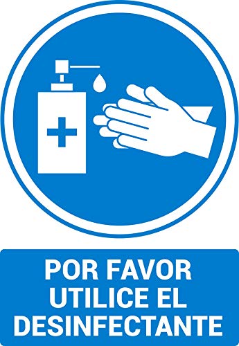 Seribas Señal Gel Hidroalcoholico Por Favor Utilice el Desinfectante, Cartel de PVC A4 21 x 30 cm Tinta y Material Resistente Interiores y Exteriores