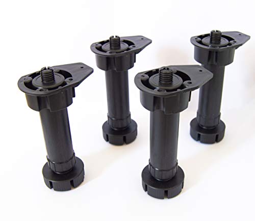 Set 4 patas + base para mueble de cocina - altura 130-180 mm. (1 paquete - 4 unidades)