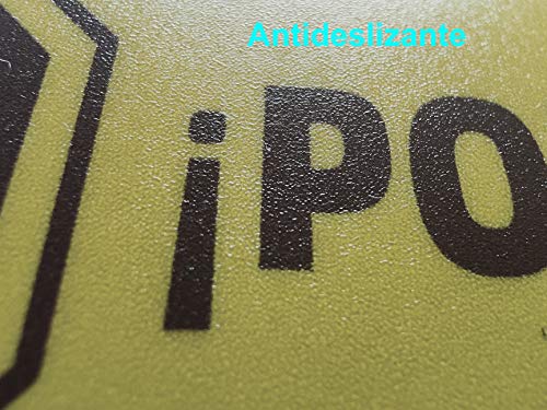 (SET 4) Pegatinas Suelo Mantenga Distancia de seguridad 2 metros, Dos idiomas Ingles y Español, Antideslizantes (AMARILLO)