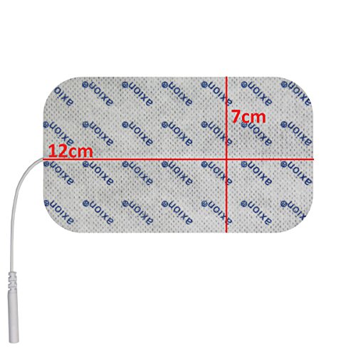 Set de 2 electrodos extra grandes axion | para su aparato TENS EMS electroestimulador | Parches adhesivos de 12x7 cm de conexión clavija de 2 mm reutilizables