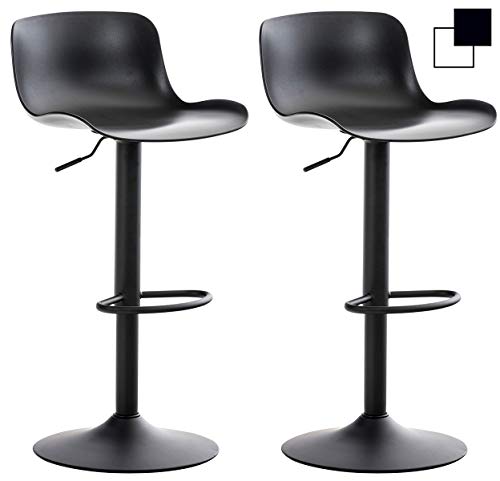 Set De 2 Taburetes De Bar Almada con Asiento En Polipropileno & Base De Metal I 2 Taburetes Altos Regulables En Altura & Giratorio I Color:, Color:Negro