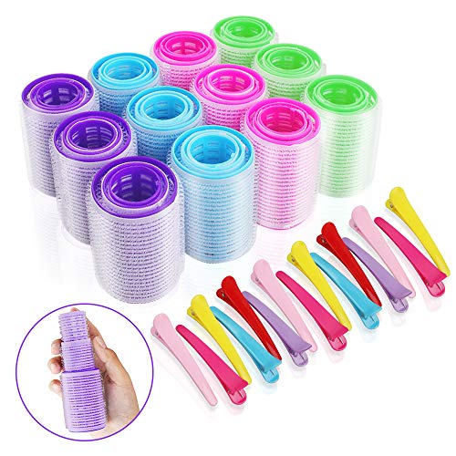 Set de 36 Rulos para el Pelo Rodillos de Cabello con 15 Clips de Rodillo de Bigudies de Plástico de Dientes de Pato Rizadores de Pelo Profesional para Peinado de Peluqueria de Salón