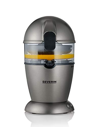 SEVERIN Exprimidor automático de cítricos, exprimidor de naranjas eléctrico que aprovecha el zumo al máximo, zumera eléctrica con sistema Easy-Clean, gris metalizado/negro, CP 3537