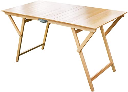 SF SAVINO FILIPPO Mesa plegable de madera de haya natural de 70 x 140 cm para camping o casa