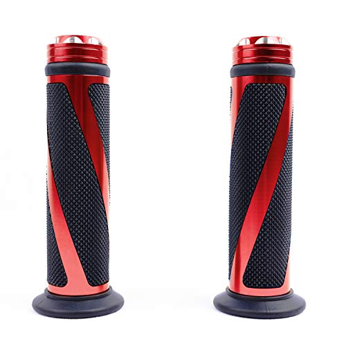 SFONIA 2pcs Manijas para Moto Puños de Manillar Agarraderas Moto 22MM 7/8" Caucho Antideslizante Universal para Moto Scooter Quad Cruiser Off Road (Rojo)