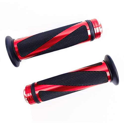 SFONIA 2pcs Manijas para Moto Puños de Manillar Agarraderas Moto 22MM 7/8" Caucho Antideslizante Universal para Moto Scooter Quad Cruiser Off Road (Rojo)