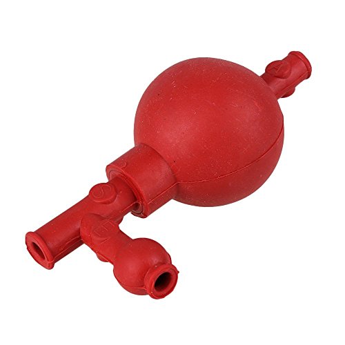 SGerste 72 x 52 x 126 mm rojo químico laboratorio relleno de bola de goma pipeta bombilla con tres válvulas