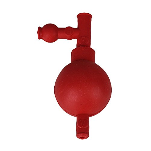 SGerste 72 x 52 x 126 mm rojo químico laboratorio relleno de bola de goma pipeta bombilla con tres válvulas