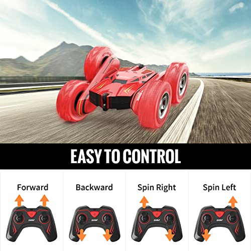 SGILE Coche Teledirigido, 2.4 GHz RC Coche Acrobacia Rotación Volteo de 360 Grados, con Batería Recargable, Regalo para niños