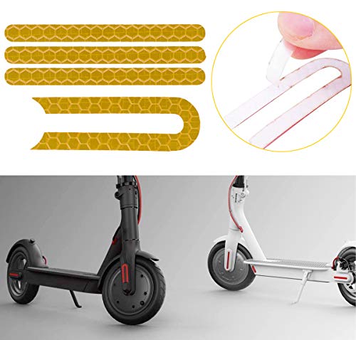 SGMY Pegatina reflectante impermeable para patinete Xiaomi Mijia, M365, E-Scooter y Ninebot Es1/Es2/Es4, accesorios para scooter eléctrico, Amarillo amarillo blanco