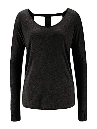 ShallGood Blusa de Manga Corta para Mujer, Sexy, Espalda Descubierta, Espalda de Verano, Espalda Abierta Negro ES 38