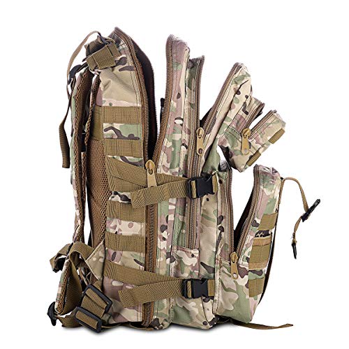 SHANNA Mochila Militar, Mochila táctica 35L Mochila del ejército MOLLE Mochila de Asalto Mochila de Combate táctica para Senderismo al Aire Libre Camping Trekking Pesca Caza (Camuflaje CP)