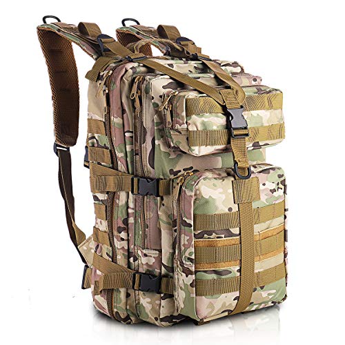 SHANNA Mochila Militar, Mochila táctica 35L Mochila del ejército MOLLE Mochila de Asalto Mochila de Combate táctica para Senderismo al Aire Libre Camping Trekking Pesca Caza (Camuflaje CP)