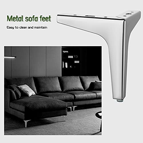 SHEENO 4 patas de metal para muebles, patas de sofá, patas de metal, patas de muebles modernas, de repuesto para armario, sofá, sofá, silla (13 cm), color plateado