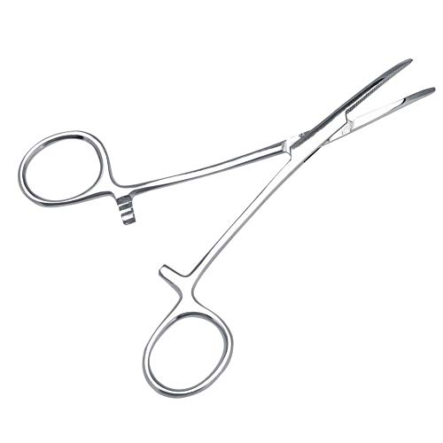 Sheens Pinza hemostática de Acero Inoxidable de 4.9 Pulgadas / 5.5 Pulgadas Mosquito Mascota Perro Gato Pinzas de Pelo Pinzas Pinza hemostática de Limpieza del oído Abrazadera Curvada(Grande)