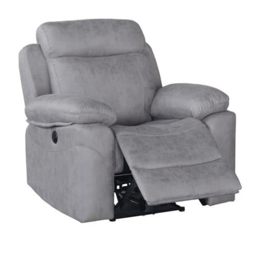 SHIITO - Sillón Relax Que Cuenta con Sistema eléctrico, Modelo Haiti tapizado en Color Gris