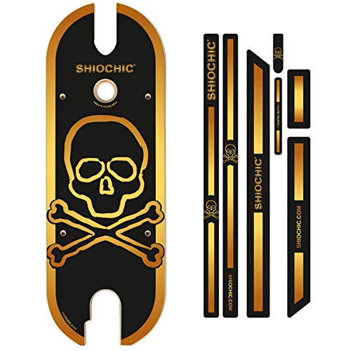 SHIOCHIC -Back TO Black Skull- Tabla de Madera - Accesorio para Patinete Eléctrico, Compatible con Xiaomi m365 Essential y 1S- Personaliza tu Patinete