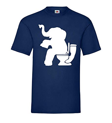 shirt84.de - Camiseta para hombre con diseño de elefante sobre inodoro azul marino XXXL